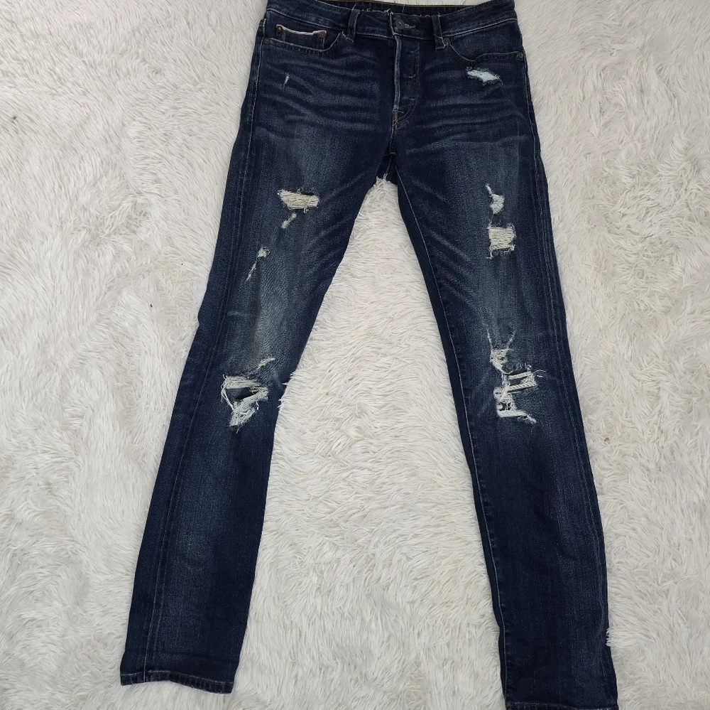 American Eagle Men's Dark Wash Slim Flex Distressed Jeans 30X34